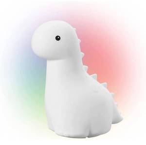 lot 2437 image: Globe Electric 13319 Brontosaurus Multicolor Changing LED Integrated Rechargeable Silicone Night Light, Table Lamp, Tap Light, White, Room Decor, Home Decor, Nightstand, Bedside Lamps, LED Lamp