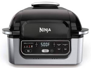 lot 2440 image: Ninja IG350Q15 Foodi 5-in-1 Indoor Grill with Air Fry, Roast, Bake & Dehydrate, BlackSilver