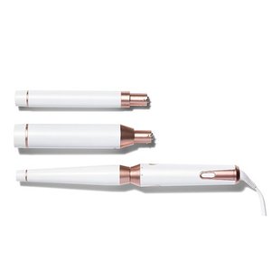 lot 2442 image: T3 - Whirl Trio Styling Wand with 3 Interchangable Wand Barrels - White & Rose Gold Retails $325