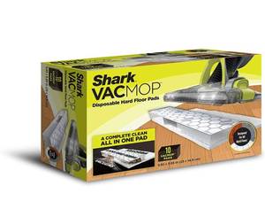 lot 2444 image: 3 packs of Shark Disposable Hard Floor Vacuum and Mop Pad 10 Count VACMOP Refill, White VMP10, 3