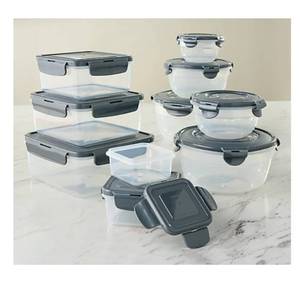 lot 2472 image: LocknLock 10-Piece Nestable Bowl & Square Storage Set, COBALT in Color, NEW, all rectangle pieces