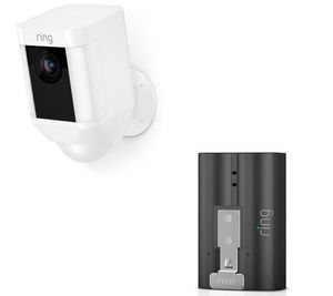 lot 2504 image: Ring Wireless Spotlight w Ring Assist and Extra Battery, Retails-$220, Appears New
