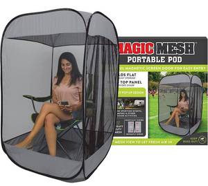 lot 2519 image: Magic Mesh Portable Pod Pop Up Personal Screen Tent, Dark Grey Retails $60