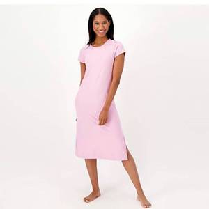 lot 2521 image: MUK LUKS Cloud Knit Crew-Neck Lounge Dress with Side Slits BLACK Size 1X
