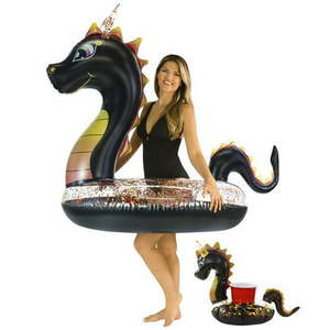 lot 2528 image: Pool Candy&nbsp 48 in. Glitter Dragon Jumbo Black Glitter Tube with Matching Drink Float