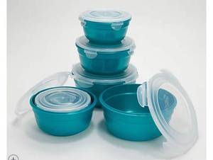 lot 2550 image: LocknLock 6-Piece Nesting Bowl Storage Set with Color Body RED