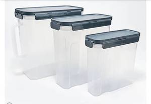 lot 2555 image: LocknLock 3-Piece Nestable Cereal Containers