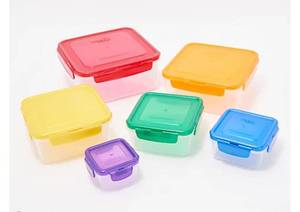 lot 2567 image: LocknLock 6-Piece Nestable Rainbow Square Set