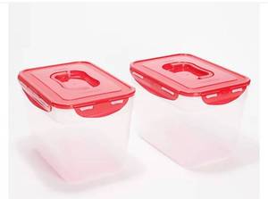 lot 2568 image: LocknLock Set of 2 25-Cup Rectangles w Handle Lids