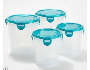 lot 2584 image: LocknLock 4-Piece Pickling Canister Set w Locking Lids