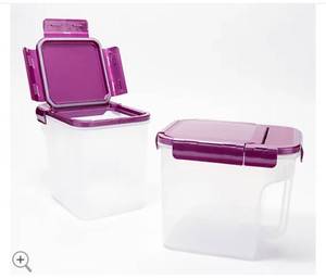 lot 2589 image: LocknLock Set of (2) 11-Cup Flip Top Containers with Handles Steel grey