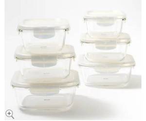 lot 2597 image: LocknLock 6-Piece Glass Square Set with Vented Lids