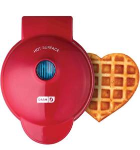 lot 2598 image: Dash Mini Heart Shaped Waffle Maker w Gift Boxes Red Heart