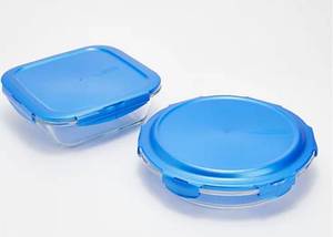 lot 2603 image: LocknLock Glass 9 x 9 and Glass Pie Dish Bake Set