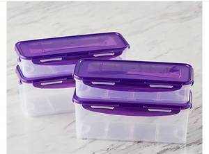 lot 2631 image: LocknLock 4-Piece Stackable Fridge Set w Drip Trays