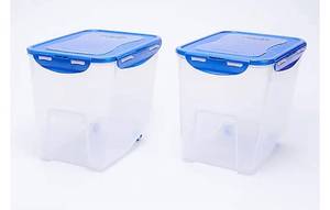 lot 2632 image: LocknLock Set of 2 Food Storage Bins with Wheels