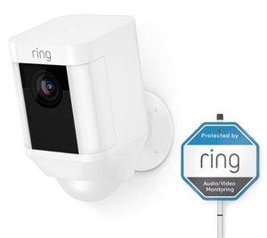 lot 2660 image: Ring Wireless Spotlight Camera w Ring Assist & Metal Yard Sign, NEW