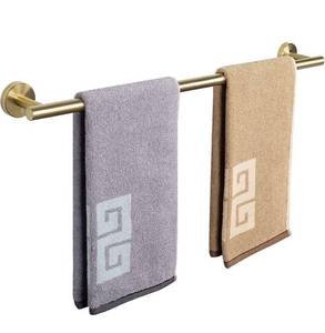 lot 2670 image: NearMoon Bathroom Towel Bar, Bath Accessories Thicken Stainless Steel Shower Towel Rack for Bathroom, Towel Holder Wall Mounted (Brushed Gold, 26 Inch)