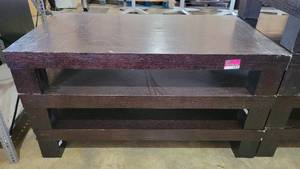 lot 4319 image: Lot of 3 Short Dark Brown Coffee Tables