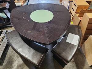 lot 4371 image: Triangular Table W Glass Lazy Susan