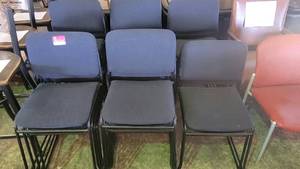 lot 4306 image: Lot of 22 Dark Blue Armless Stackable Chairs