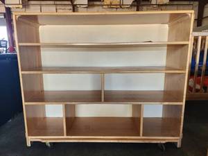 lot 4257 image: 7 Compartment Wooden Shelf W Cubbies