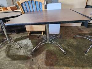 lot 4266 image: Wood Laminate Square Table W Chrome Legs