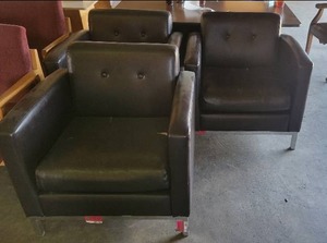 lot 4299 image: Lot of 3 Faux Leather Black Chairs