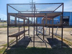 lot 141 image: Chain Link Cage W Wood Shelving