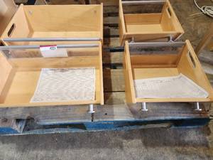 lot 4225 image: Lot Of 4 Wooden and Metal Storage Bins