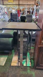 lot 4293 image: Dark Brown Bar Table W a Chrome Base