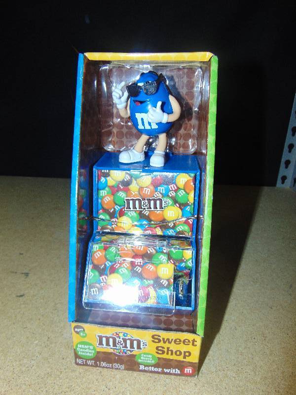 lot 4083 image: M&Ms Sweet shop Dispense, Blue, 9tall