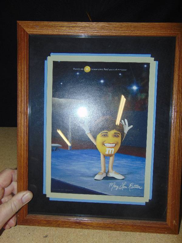 lot 4135 image: M&Ms Mary Lou Retton  advertising picture, professionally matted and framed, 12 x 15