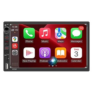 lot 43000006 image: Double Din Car Stereo Built-in Apple CarPlay and Android Auto, 7 Inch Touchscreen Radio with Bluetooth 5.0 and 12LED Backup Camera, Phone Mirror-Link Car Multimedia Player Audio Receiver