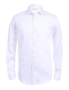 lot 43000017 image: Calvin Klein Boys Toddler Long Sleeve Sateen Dress Shirt, Style with Buttoned Cuffs & Shirttail Hem, White, 2T