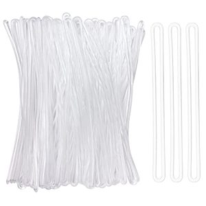 lot 43000027 image: SBYURE 100 Pack Clear Plastic Luggage Loop Straps,Worm Loops for Luggage Tags,Plastic Name Tag Loop for Identification Cards ID,6 inch