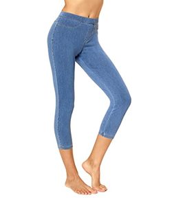 lot 43000033 image: No Nonsense Womens Classic Denim Capri Legging with Pockets, Light Denim, L
