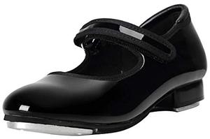 lot 43000042 image: Linodes Patent Easy Strap Tap Shoe for Girls and Boys (ToddlerLittle KidBig Kid)-Black-3M-Big Kid
