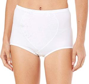lot 43000055 image: Bali womens Jacquard Mesh Tummy Panel Firm Control 2-pack Fajas Dfx710 Shapewear Brief, White JacquardWhite Jacquard, XX-Large US