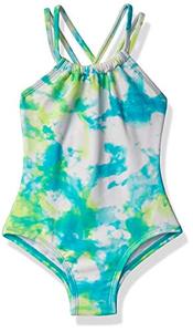 lot 43000060 image: Kanu Surf Girls Jasmine Beach Sport Halter One Piece Swimsuit, Seafoam Aqua, 14
