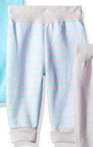 lot 43000061 image: Hanes baby boys Ultimate Flexy 1 Pack Adjustable Fit Fleece Joggers Layette Set, BlueBlue Grey Stripe, 0-6 Months US