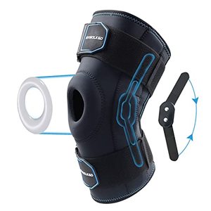 lot 43000077 image: Bxgolkgd Hinged Knee Brace with Side Stabilizers, Knee Braces for Knee Pain With Adjustable Straps - knee support for knee pain acl knee brace for meniscus tear running (XX-Large, Black)