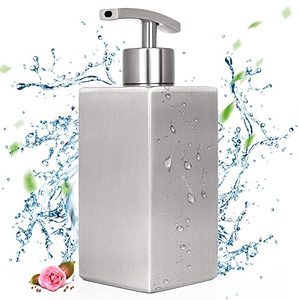 lot 43000082 image: Dish Soap Dispenser Hand Soap and Lotion Bottle Dispenser, for Kitchen and Bathroom Countertop, Simple Modern Stainless Steel Brushed Rust Proof Dishwashing Liquid Dispenser (10 Oz 300ML)
