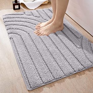 lot 43000087 image: DEXI Bathroom Rug Mat, Soft Absorbent Bath Rugs, Non-Slip Washable Bath Mat, Carpet for Tub, Shower, Bath Room,16x24,Light Grey