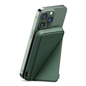 lot 43000092 image: VOLTME Magnetic Battery Pack for MagSafe, Ultra Slim Foldable Wireless Portable Charger, Powered by American Amprius Battery, Power Bank 5,000mAh USB-C for iPhone 141312 Series (Forest Green)