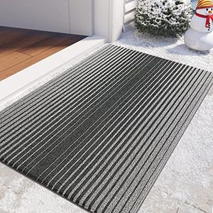 lot 43000093 image: DEXI Duraloop Door Mat for Outdoor Indoor Floor Mat for House,Heavy Duty Mat for Entryway,Front Door,Patio,17x29.5 Stripe Grey