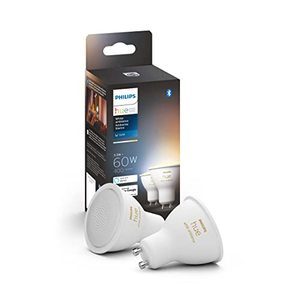 lot 43000096 image: Philips Hue White Ambiance (Warm-White to Cool-White Light) LED Smart GU10 Bulb, Bluetooth & Zigbee Compatible (Hue Hub Optional), Voice Activated with Alexa, 2 Bulbs