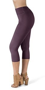lot 43000123 image: SATINA High Waisted Capri Leggings for Women - Capri Pants for Women - High Waist for Tummy Control - Vintage Violet Capri Leggings for Yoga 3 Inch Waistband (One Size, Vintage Violet)