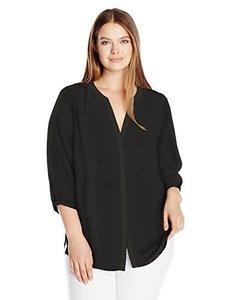 lot 43000124 image: NYDJ Womens Size 34 Sleeve Pintuck Blouse, Black, LargePetite