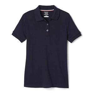 lot 43000136 image: French Toast Girls Size Short Sleeve Interlock Polo with Picot Collar, Navy, Large1416Plus